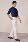 Buy_S&N By Shantnu Nikhil_Blue Rayon Navy Slim Fit Designer Shirt _Online_at_Aza_Fashions