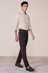 Buy_S&N By Shantnu Nikhil_Beige Rayon, Linen Ecru Slim Fit Shirt _Online_at_Aza_Fashions