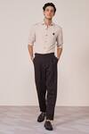 Buy_S&N By Shantnu Nikhil_Beige Rayon, Linen Ecru Slim Fit Shirt _at_Aza_Fashions