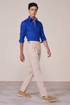 S&N By Shantnu Nikhil_Blue Rayon, Linen Racer Slim Fit Shirt _Online_at_Aza_Fashions