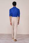 Shop_S&N By Shantnu Nikhil_Rose Gold Rayon, Linen Embroidery Racer Blue Slim Fit Shirt _at_Aza_Fashions