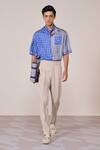 Buy_S&N By Shantnu Nikhil_Blue Silk, Twill Embroidery Designer Shirt _at_Aza_Fashions