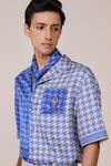 Shop_S&N By Shantnu Nikhil_Blue Silk, Twill Embroidery Designer Shirt _Online_at_Aza_Fashions