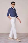 Buy_S&N By Shantnu Nikhil_Blue Jersey Embroidery Navy Polka Dot Slim Fit Shirt _Online_at_Aza_Fashions