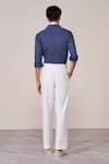 Shop_S&N By Shantnu Nikhil_Blue Jersey Embroidery Navy Polka Dot Slim Fit Shirt _at_Aza_Fashions