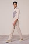 S&N By Shantnu Nikhil_Beige Rayon, Twill Embroidery Khaki Designer Slim Fit Shirt _Online_at_Aza_Fashions