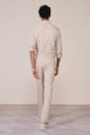 Shop_S&N By Shantnu Nikhil_Beige Rayon, Twill Embroidery Khaki Designer Slim Fit Shirt _at_Aza_Fashions