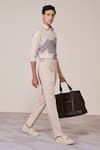 Buy_S&N By Shantnu Nikhil_Beige Rayon, Twill Embroidery Khaki Designer Slim Fit Shirt _Online_at_Aza_Fashions