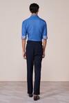 Shop_S&N By Shantnu Nikhil_Blue Viscose, Spandex Metallic Thread Designer Dark Denim Slim Fit Shirt _at_Aza_Fashions