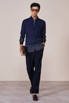 Buy_S&N By Shantnu Nikhil_Blue Rayon Navy Designer Slim Fit Shirt _at_Aza_Fashions
