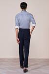 Shop_S&N By Shantnu Nikhil_Off White Jersey Embroidery Navy Houndstooth Print Designer Shirt _at_Aza_Fashions