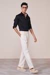 Buy_S&N By Shantnu Nikhil_Black Cotton Embroidery Slim Fit Designer Shirt _Online_at_Aza_Fashions