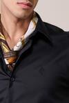 Shop_S&N By Shantnu Nikhil_Black Cotton Embroidery Slim Fit Designer Shirt _Online_at_Aza_Fashions
