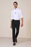 Buy_S&N By Shantnu Nikhil_Black Polyester, Lycra, Viscose Slim Fit Trouser _at_Aza_Fashions