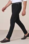 S&N By Shantnu Nikhil_Black Polyester, Lycra, Viscose Slim Fit Trouser _Online_at_Aza_Fashions