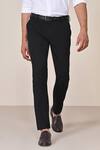 Shop_S&N By Shantnu Nikhil_Black Polyester, Lycra, Viscose Slim Fit Trouser _at_Aza_Fashions