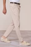 Shop_S&N By Shantnu Nikhil_Beige Rayon, Twill Slim Fit Ecru Trouser _Online_at_Aza_Fashions
