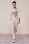 Buy_S&N By Shantnu Nikhil_Beige Linen Ecru Slim Fit Trouser _at_Aza_Fashions