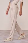 Shop_S&N By Shantnu Nikhil_Beige Linen Ecru Slim Fit Trouser _Online_at_Aza_Fashions