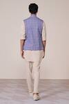 Shop_S&N By Shantnu Nikhil_Blue Rayon Embroidery Ecru Slim Fit Nehru Jacket _at_Aza_Fashions