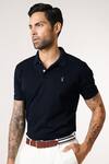 Buy_S&N By Shantnu Nikhil_Navy Embroidery Slim Fit Designer T-shirt _Online_at_Aza_Fashions