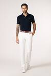 Buy_S&N By Shantnu Nikhil_Navy Embroidery Slim Fit Designer T-shirt _at_Aza_Fashions