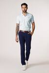 Buy_S&N By Shantnu Nikhil_Blue Embroidery Light Slim Fit Designer T-shirt _at_Aza_Fashions