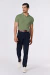 Buy_S&N By Shantnu Nikhil_Green Embroidery Sage Slim Fit Designer T-shirt _at_Aza_Fashions