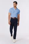 Buy_S&N By Shantnu Nikhil_Blue Embroidery Slate Slim Fit T-shirt _at_Aza_Fashions