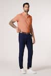 S&N By Shantnu Nikhil_Peach Embroidery Slim Fit Designer T-shirt _Online_at_Aza_Fashions