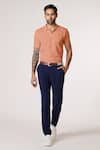 Buy_S&N By Shantnu Nikhil_Peach Embroidery Slim Fit Designer T-shirt _at_Aza_Fashions