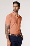 Buy_S&N By Shantnu Nikhil_Peach Embroidery Slim Fit Designer T-shirt _Online_at_Aza_Fashions
