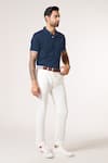 S&N By Shantnu Nikhil_Blue Embroidery Prussian Slim Fit T-shirt _Online_at_Aza_Fashions