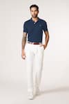 Buy_S&N By Shantnu Nikhil_Blue Embroidery Prussian Slim Fit T-shirt _at_Aza_Fashions