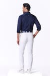 Shop_S&N By Shantnu Nikhil_Blue Cotton, Lycra Embroidery Navy Slim Fit Designer Shirt _at_Aza_Fashions