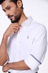 Buy_S&N By Shantnu Nikhil_White Cotton, Lycra Embroidery Slim Fit Designer Shirt _Online_at_Aza_Fashions