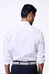 Shop_S&N By Shantnu Nikhil_White Cotton, Lycra Embroidery Slim Fit Designer Shirt _at_Aza_Fashions