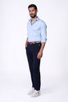 S&N By Shantnu Nikhil_Blue Cotton, Lycra Embroidery Light Slim Fit Designer Shirt _Online_at_Aza_Fashions