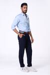 Buy_S&N By Shantnu Nikhil_Blue Cotton, Lycra Embroidery Light Slim Fit Designer Shirt _Online_at_Aza_Fashions