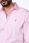 Shop_S&N By Shantnu Nikhil_Pink Cotton, Lycra Embroidery Light Slim Fit Designer Shirt _Online_at_Aza_Fashions