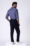 Shop_S&N By Shantnu Nikhil_Navy Cotton Embroidery Striped Slim Fit Shirt _at_Aza_Fashions