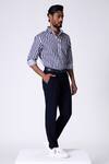 Buy_S&N By Shantnu Nikhil_Blue Cotton Embroidery Navy Striped Designer Shirt _Online_at_Aza_Fashions
