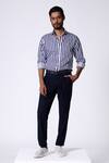 Buy_S&N By Shantnu Nikhil_Blue Cotton Embroidery Navy Striped Designer Shirt _at_Aza_Fashions
