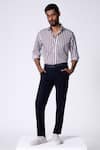 Buy_S&N By Shantnu Nikhil_Brown Cotton Embroidery Striped Designer Shirt _at_Aza_Fashions