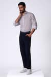 S&N By Shantnu Nikhil_Brown Cotton Embroidery Striped Designer Shirt _Online_at_Aza_Fashions