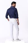 Shop_S&N By Shantnu Nikhil_Blue Cotton, Lycra Navy Striped Piping Slim Fit Shirt _at_Aza_Fashions