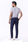 Shop_S&N By Shantnu Nikhil_Blue Spandex Embroidery Navy Slim Fit Trouser _at_Aza_Fashions