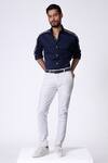 Buy_S&N By Shantnu Nikhil_White Spandex Slim Fit Trouser _at_Aza_Fashions