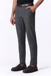 S&N By Shantnu Nikhil_Gray Spandex Embroidery Olive Slim Fit Trouser _Online_at_Aza_Fashions