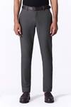 Shop_S&N By Shantnu Nikhil_Gray Spandex Embroidery Olive Slim Fit Trouser _at_Aza_Fashions